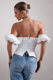 Naturally White Cotton-Blend Structured Bardot Top