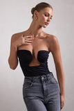 Splendid Black Cut-Out Ruched Bodysuit