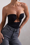 Splendid Black Cut-Out Ruched Bodysuit