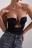 Splendid Black Cut-Out Ruched Bodysuit