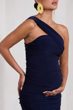 Contour Navy Maternity One Shoulder Bodycon Midi Dress
