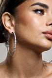 Jude Silver Diamante Large Hoop Earrings