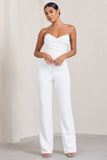 Bellezza White Bandeau Corset Wide Leg Jumpsuit