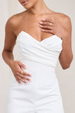 Bellezza White Bandeau Corset Wide Leg Jumpsuit