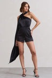 Ladies Day Black Satin Scarf Detail Playsuit