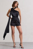 Ladies Day Black Satin Scarf Detail Playsuit
