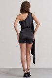 Ladies Day Black Satin Scarf Detail Playsuit