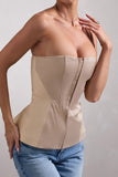 Illusive Stone Satin-Blend Strapless Panelled Corset Top