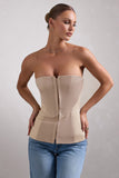 Illusive Stone Satin-Blend Strapless Panelled Corset Top