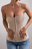 Illusive Stone Satin-Blend Strapless Panelled Corset Top