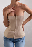 Illusive Stone Satin-Blend Strapless Panelled Corset Top