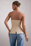 Illusive Stone Satin-Blend Strapless Panelled Corset Top