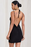 Angelica Black Ruched Strappy Bodycon Mini Dress