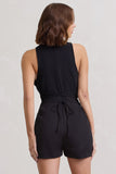 Game Of Chase Black Sleeveless Laced Blazer Playsuit