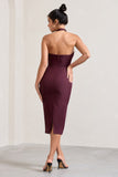 Supermodel Burgundy Halter-Neck Corset Midi Dress