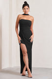 Paprika Black Ruched Halter-Neck Bandeau Maxi Dress