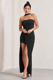 Paprika Black Ruched Halter-Neck Bandeau Maxi Dress