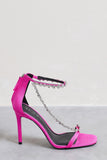 Oh Please Pink Strappy Heeled Sandals With Diamante Chains