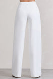 Raina White High Waist Pleated Wide-Leg Trousers