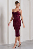 Whitney Berry Velvet Floral Strappy Sweetheart Midi Dress