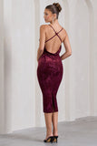 Whitney Berry Velvet Floral Strappy Sweetheart Midi Dress