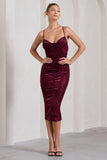 Whitney Berry Velvet Floral Strappy Sweetheart Midi Dress