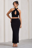 Onna Black Bodycon Pencil Maxi Skirt