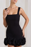 Lucy Black Strappy Mini Dress With Ruffle Trim
