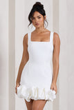 Lucy White Strappy Mini Dress With Ruffle Trim
