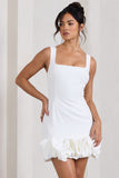 Lucy White Strappy Mini Dress With Ruffle Trim
