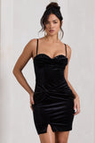 Starstruck Black Velvet Strappy Corset Mini Dress