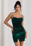 Starstruck Bottle Green Velvet Strappy Corset Mini Dress
