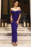 Vivienne Purple Bardot Open-Back Maxi Dress