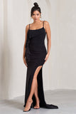 In Whispers Black Split Maxi Dress