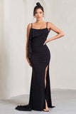 In Whispers Black Split Maxi Dress