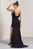 In Whispers Black Split Maxi Dress