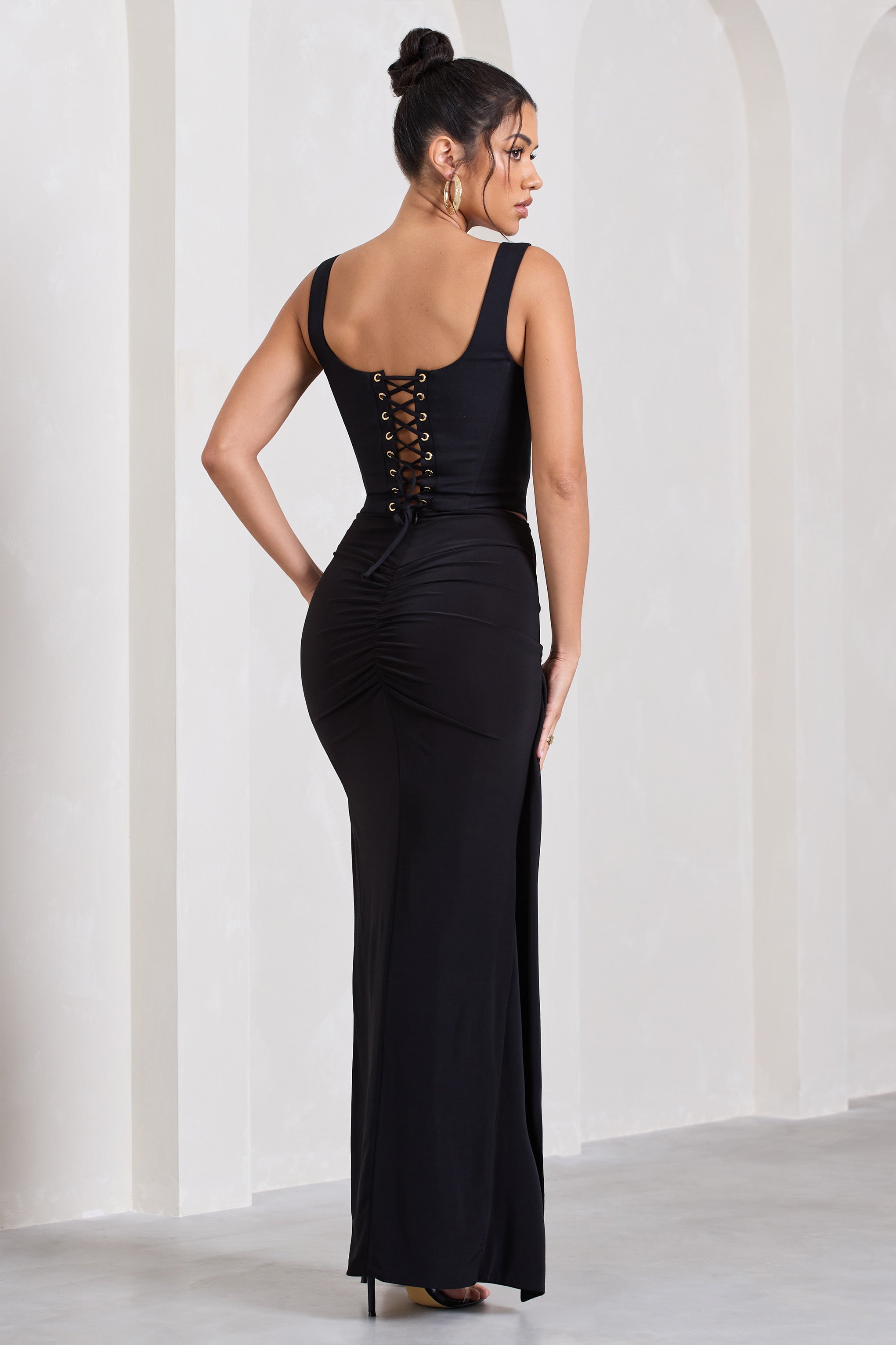 My My Black Draped Maxi Skirt