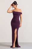On Film Burgundy Asymmetric Strappy Split Maxi Dress