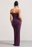 On Film Burgundy Asymmetric Strappy Split Maxi Dress