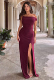 On Film Burgundy Asymmetric Strappy Split Maxi Dress