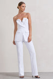 Money Moves White Strapless Blazer-Inspired Straight-Leg Jumpsuit