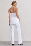 Money Moves White Strapless Blazer-Inspired Straight-Leg Jumpsuit