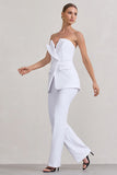 Money Moves White Strapless Blazer-Inspired Straight-Leg Jumpsuit