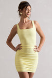 Porto Yellow Square-Neck Strappy Bodycon Mini Dress