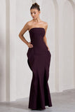 The Real Thing Plum Strapless Draped Fishtail Maxi Dress
