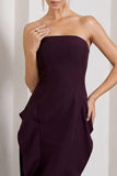 The Real Thing Plum Strapless Draped Fishtail Maxi Dress