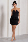 Maya Black Floral Mesh Strapless Mini Dress
