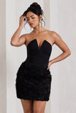 Maya Black Floral Mesh Strapless Mini Dress