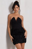 Maya Black Floral Mesh Strapless Mini Dress