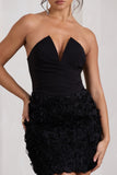 Maya Black Floral Mesh Strapless Mini Dress